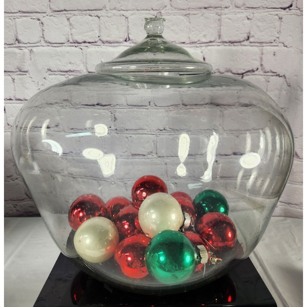 Very Large Vintage Blenko Style Jar with Lid MCM Art Glass Vase Clear